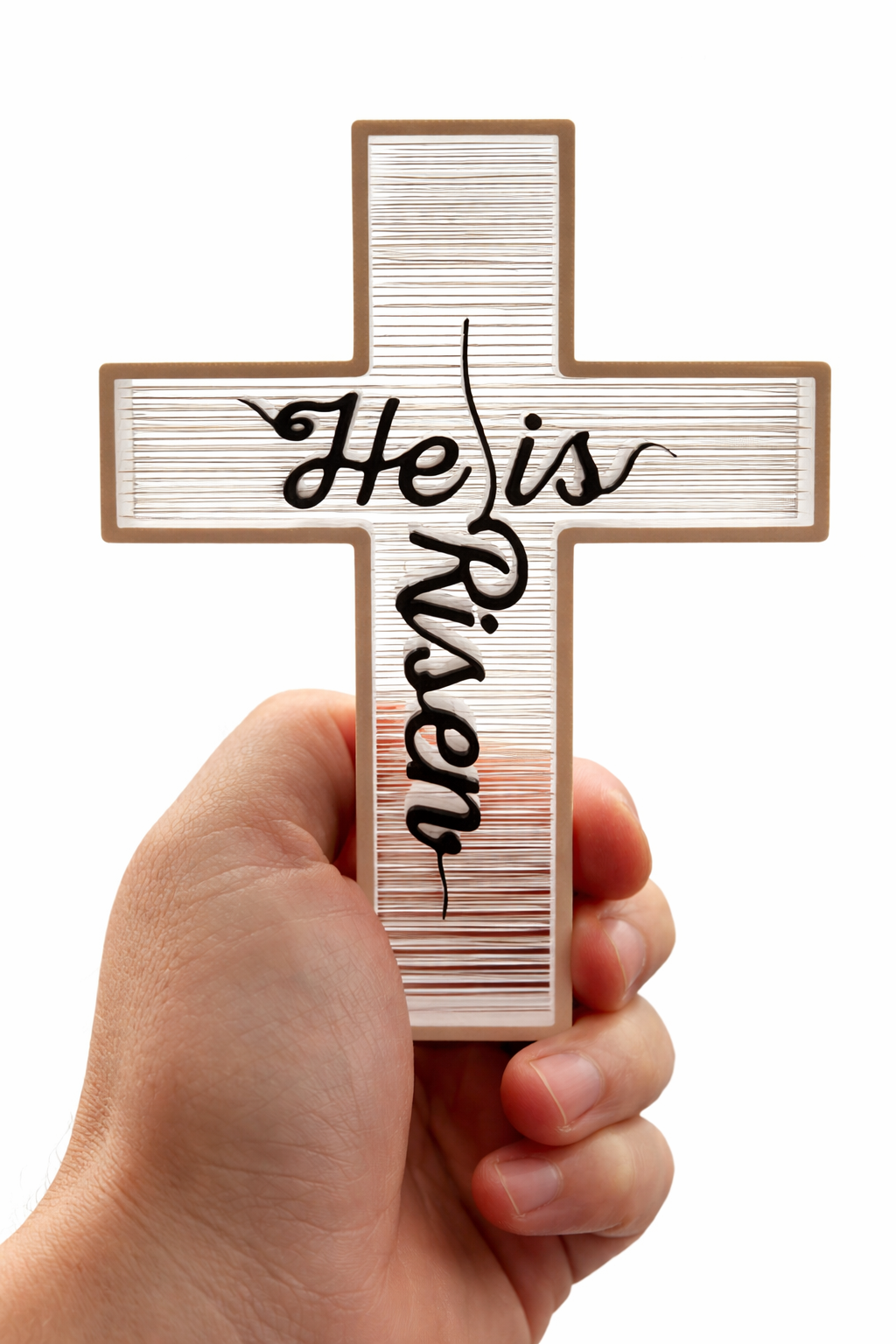 He Is Risen Cross Decor – Black and White Christian Gift (6x4 inch Desk and Shelf Cross)