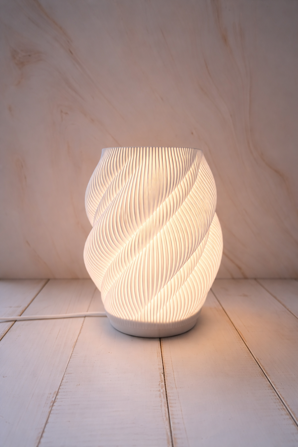 Modern Spiral LED Table Lamp – Minimalist Sculptural Nightstand Light | Warm Ambient Lamp (LED Included)