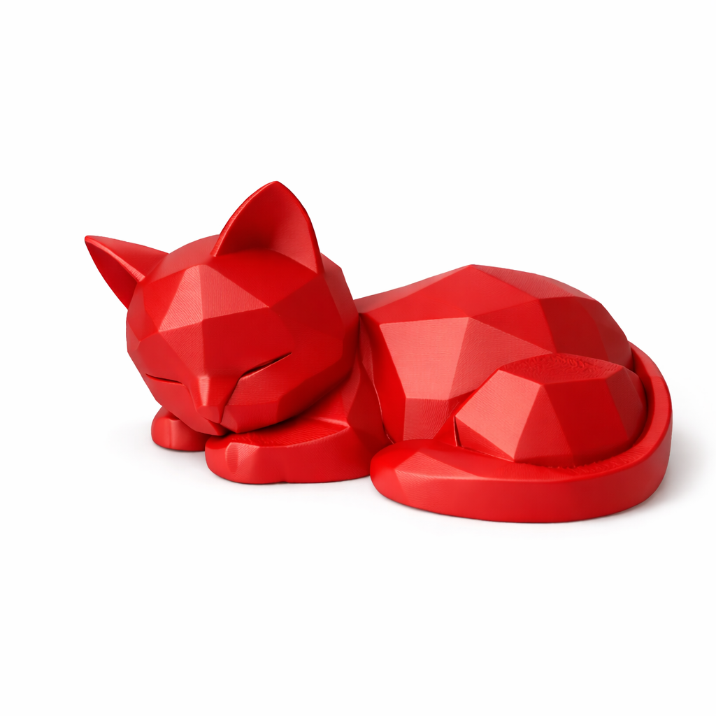 Silent Guardian – Minimalist Sleeping Cat Decor