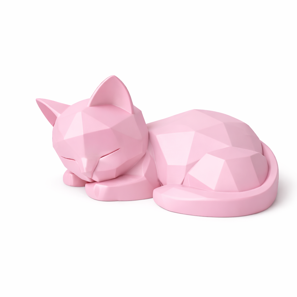 Silent Guardian – Minimalist Sleeping Cat Decor