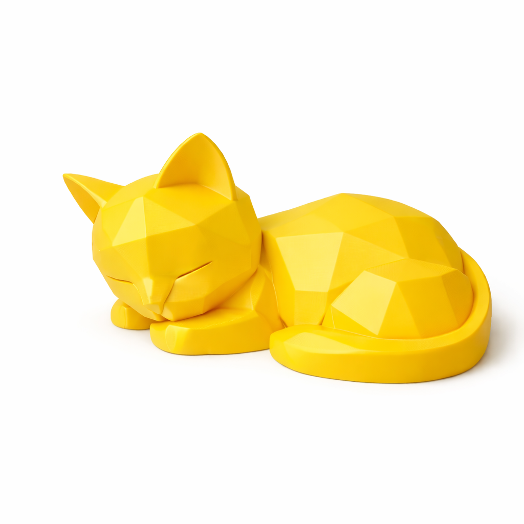 Silent Guardian – Minimalist Sleeping Cat Decor