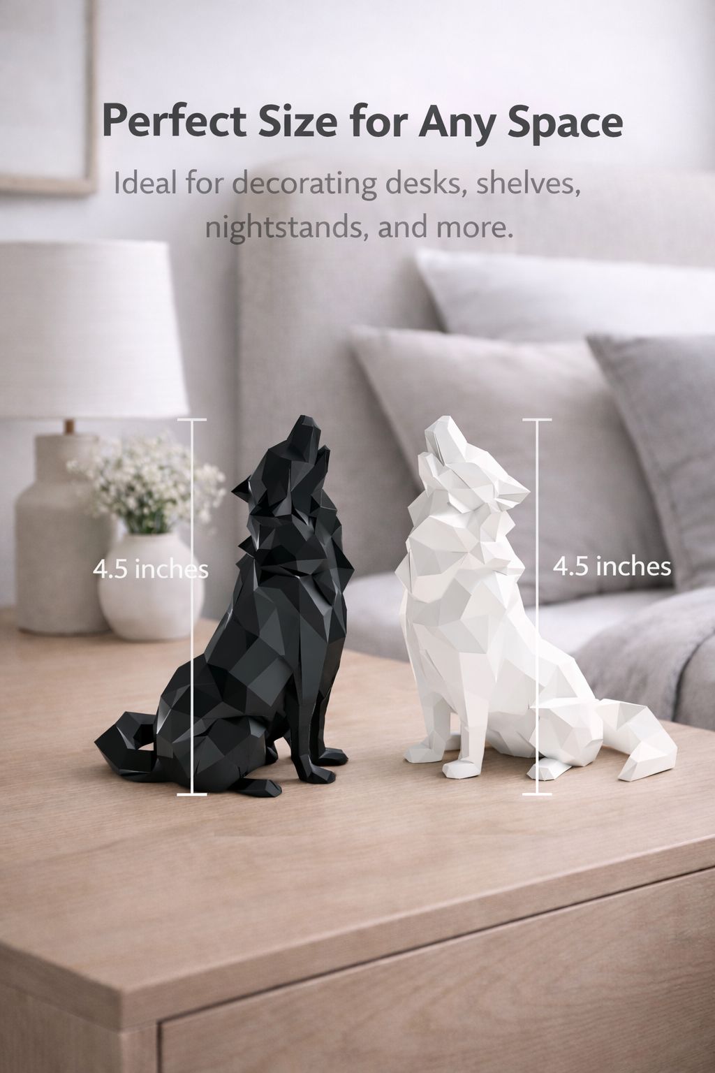 Lunar Echo Wolves – Modern Geometric Sculpture Se