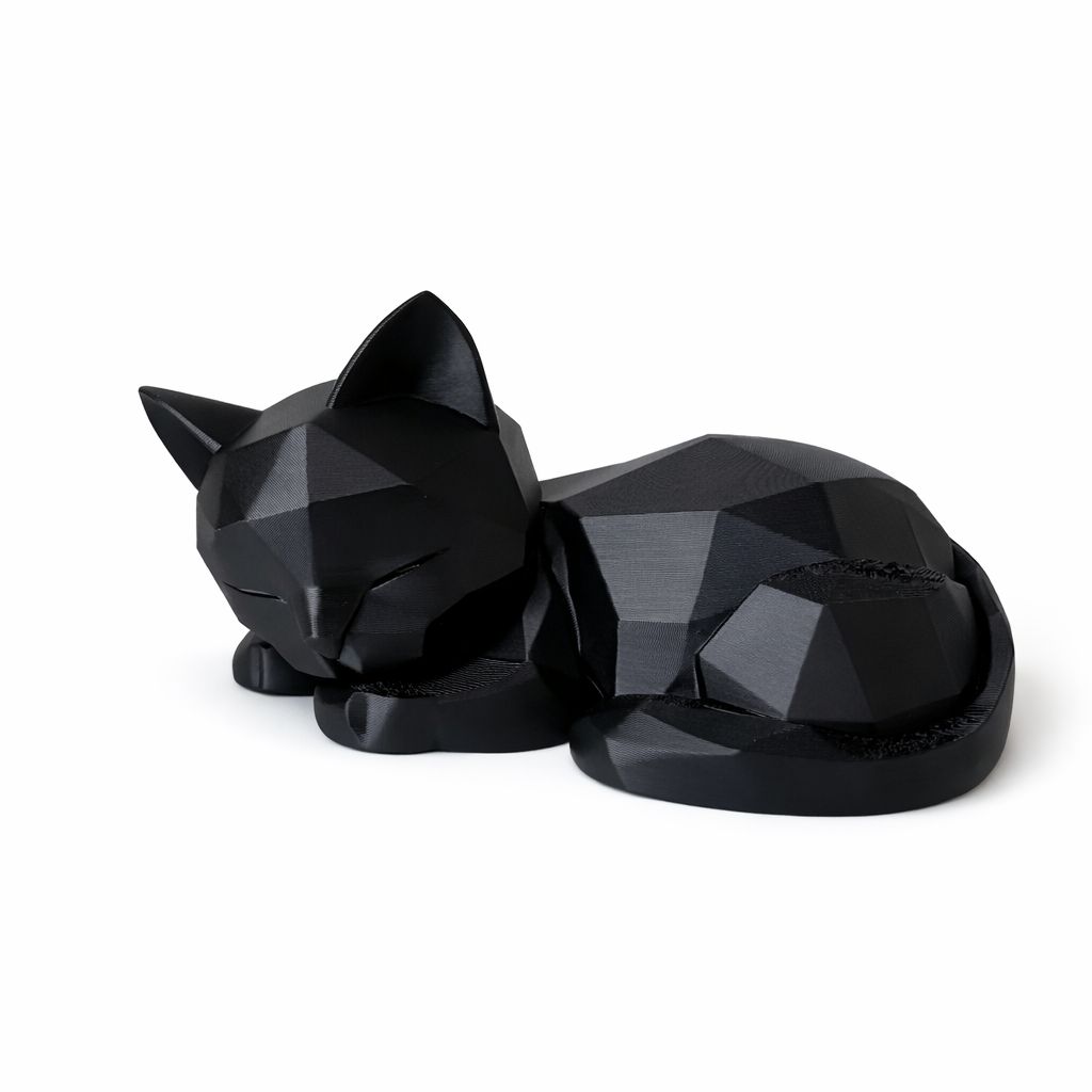 Silent Guardian – Minimalist Sleeping Cat Decor