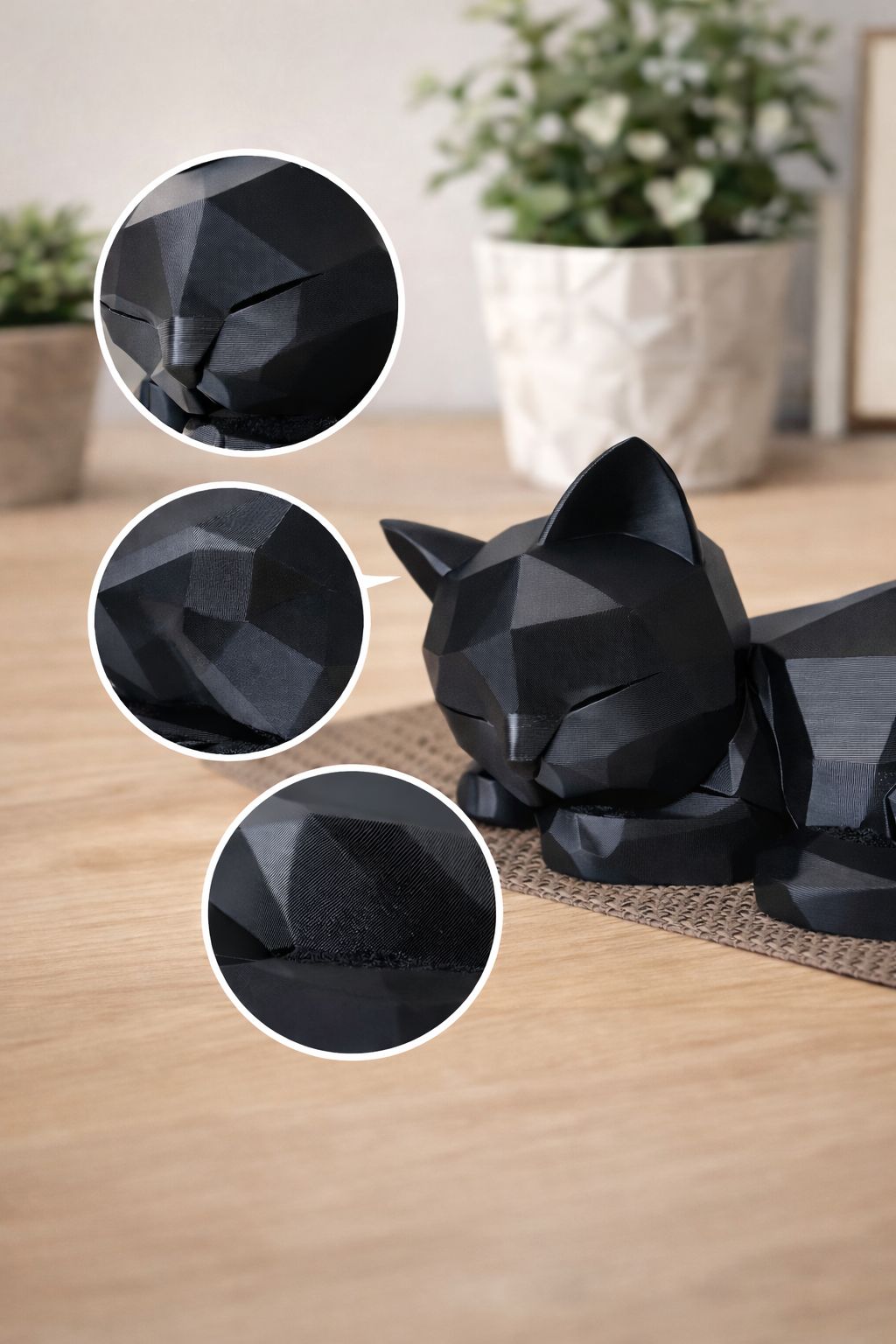 Silent Guardian – Minimalist Sleeping Cat Decor