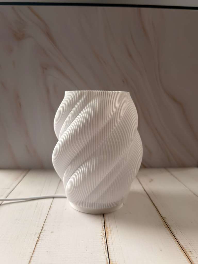 Modern Spiral LED Table Lamp – Minimalist Sculptural Nightstand Light | Warm Ambient Lamp (LED Included)