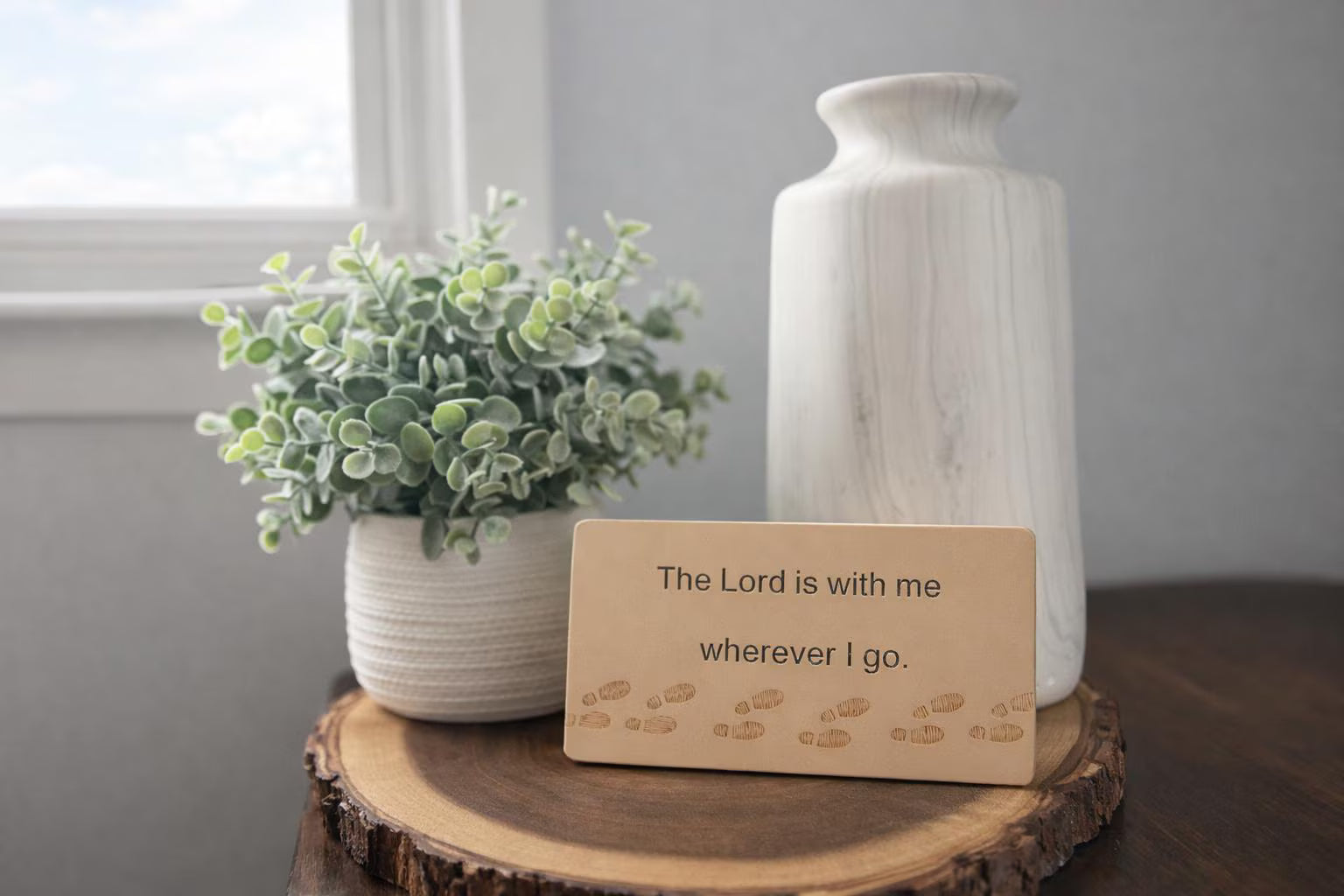The Lord is With Me Bible Verse Plaque, Christian Desk Decor, Scripture Sign, Faith Home Decor, Religious Gift