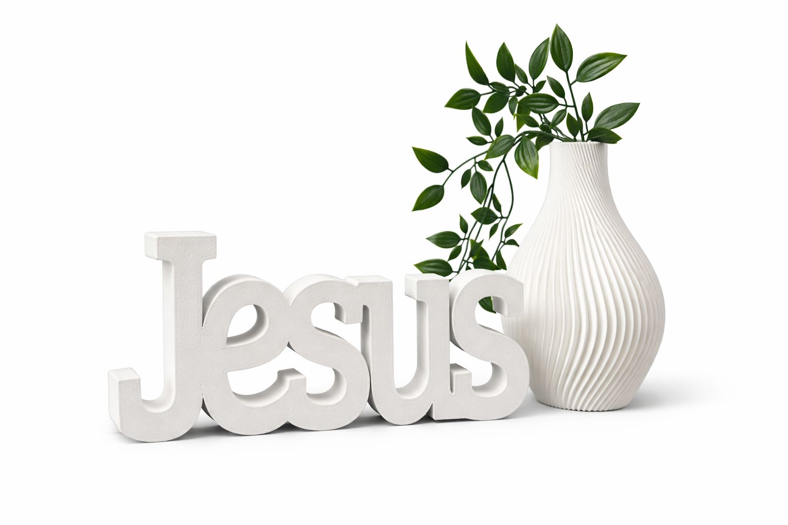 Jesus Grace Decor Set – Faith Inspirational Decorative Sign with Vase & Plant