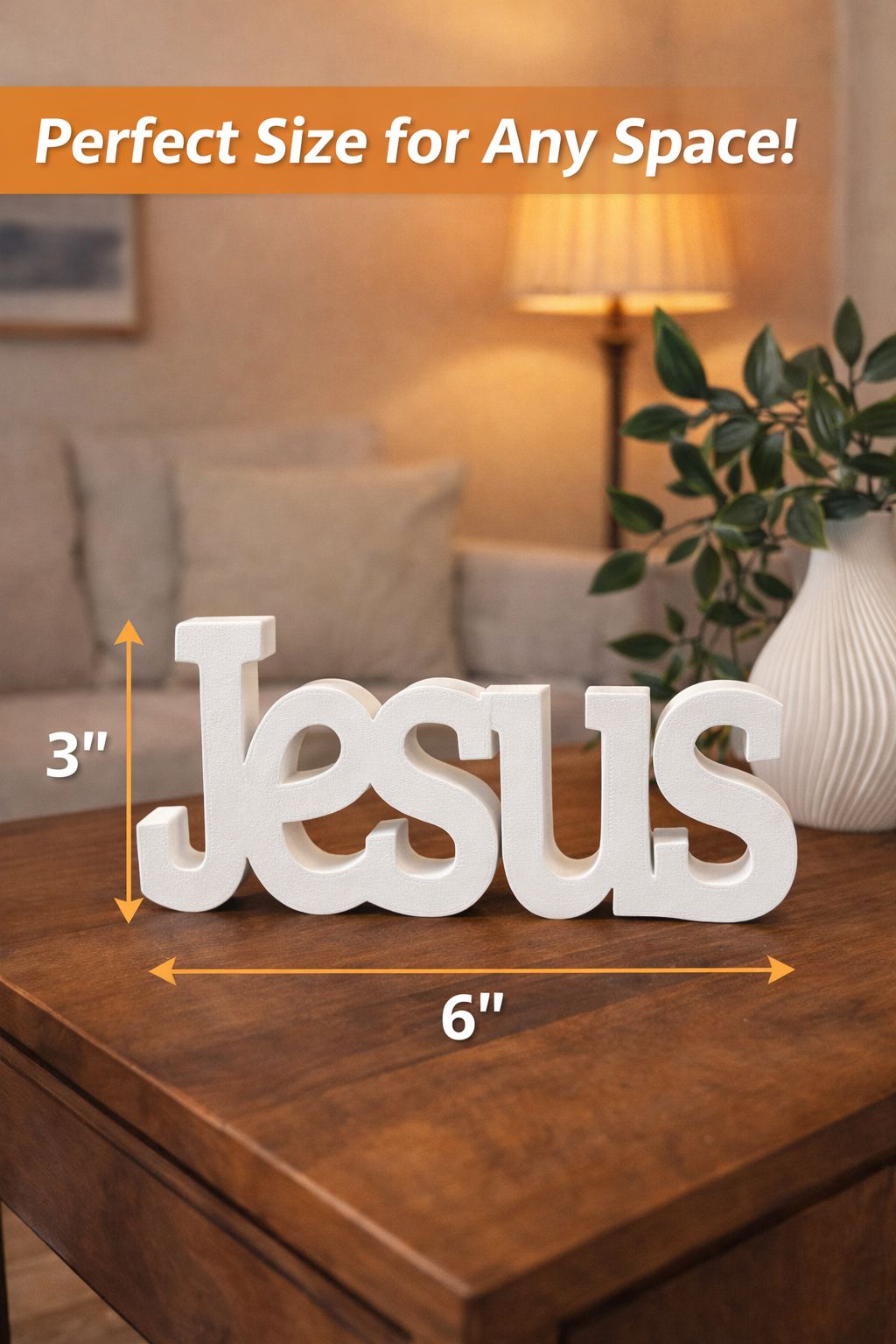 Jesus Grace Decor Set – Faith Inspirational Decorative Sign with Vase & Plant
